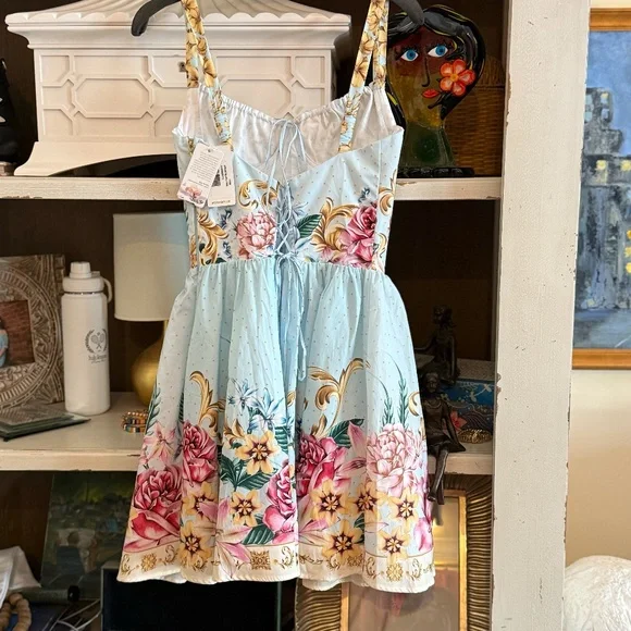Agua Bendita Riveria Radiance Spring Blush Floral Cotton Minidress Large L dress - Picture 8 of 8